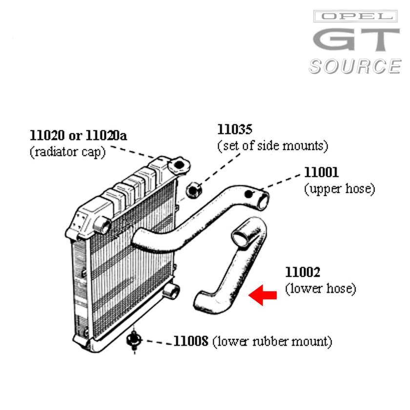 11002_opel_gt_lower_radiator_hose_diagam01
